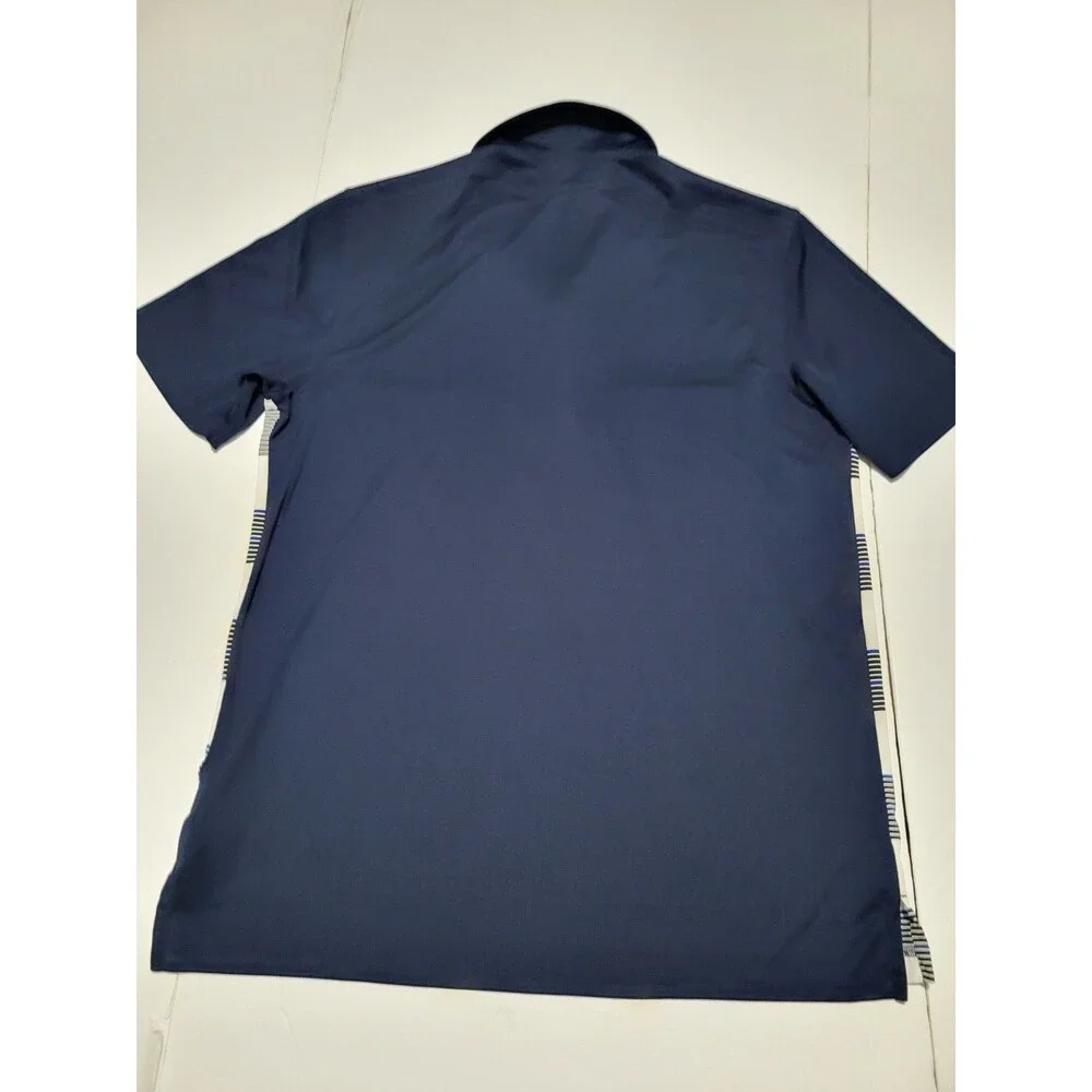 (#18) ADIDAS GOLF  Polo Size men's  Large Navy White Striped Short Sleeve